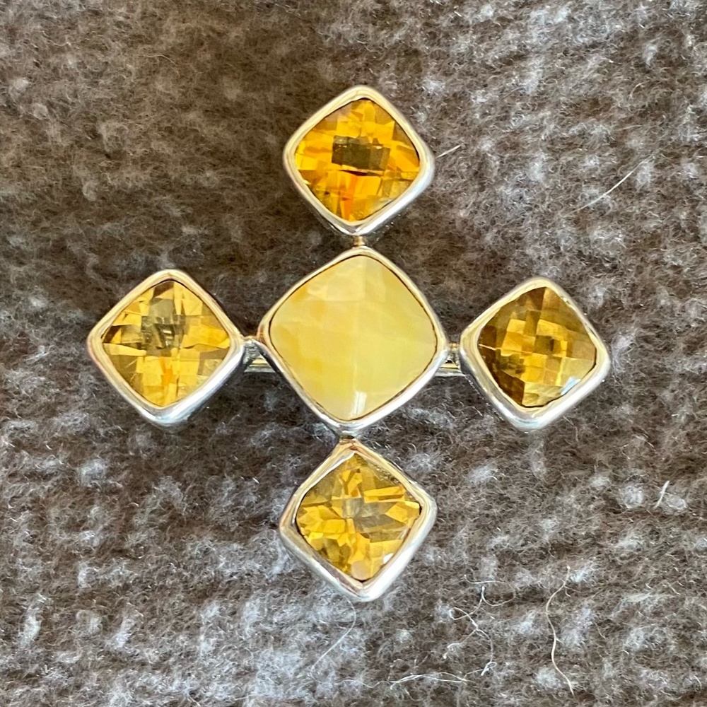 Lori Bonn Citrine Mandarine Pearl Pin